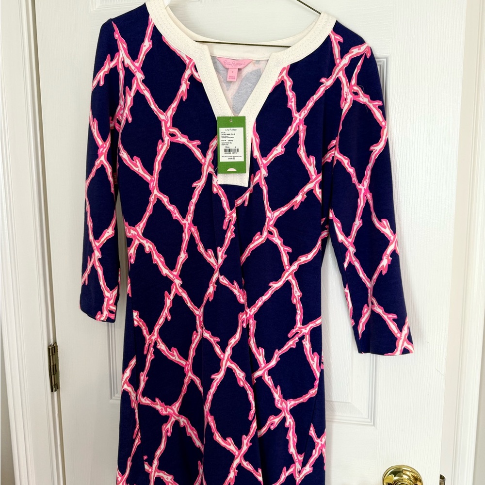 Lilly Pulitzer Navy Blue & Hot Pink Chain-Print Swim Coverup